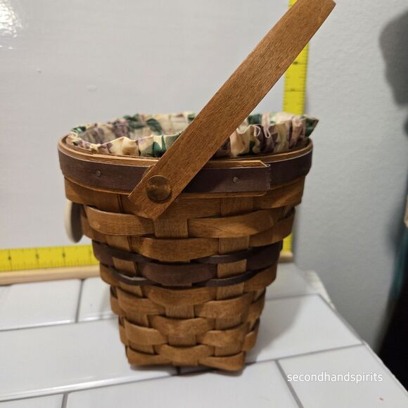 Longaberger 1994 May Series Lilac Basket, Liner, Tie On,  Protector set - Picture 6 of 10